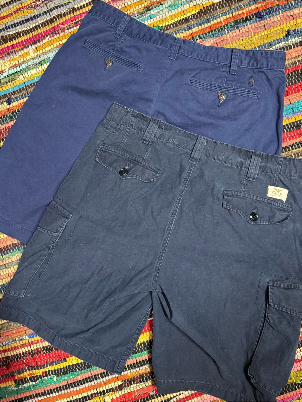 Polo Ralph Lauren Blue Cargo & Chino Shorts 9” Inseam Men’s Size 35 & 36 Lot =2